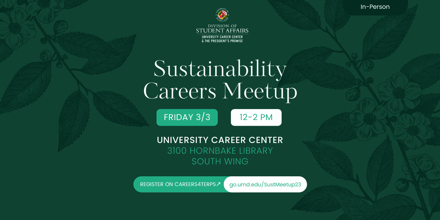 Sustainability Careers Meetup Friday 3/3 12-2pm